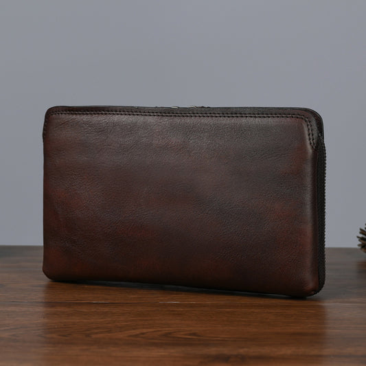 Practical Top Layer Village High Vegetable Tanning Men's Handbags