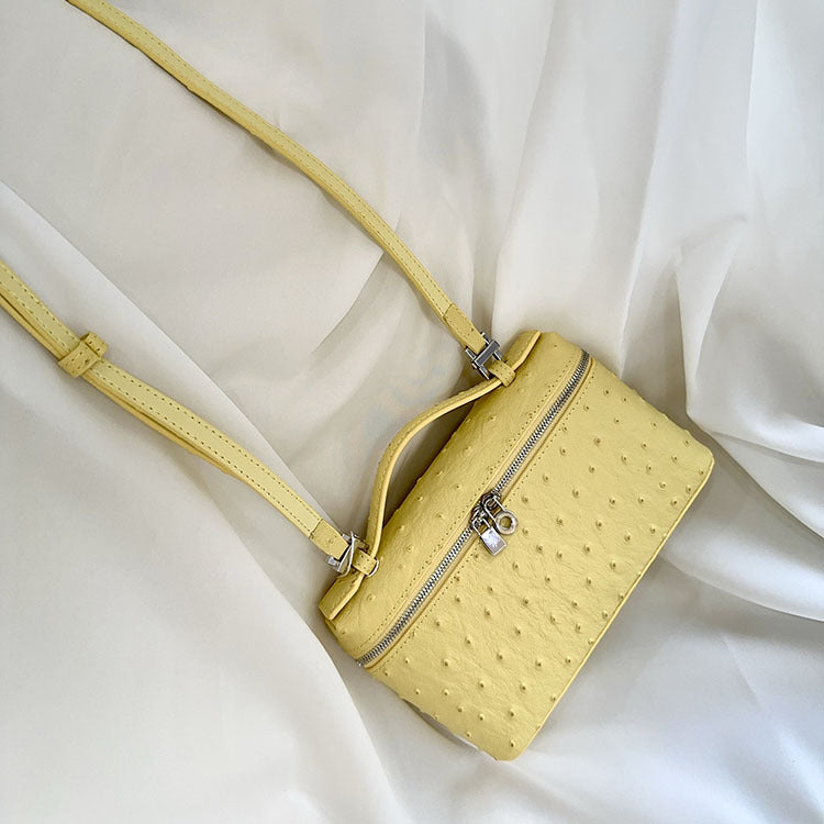 Women's Lunch Box Ostrich Grain First Layer Crossbody Bags
