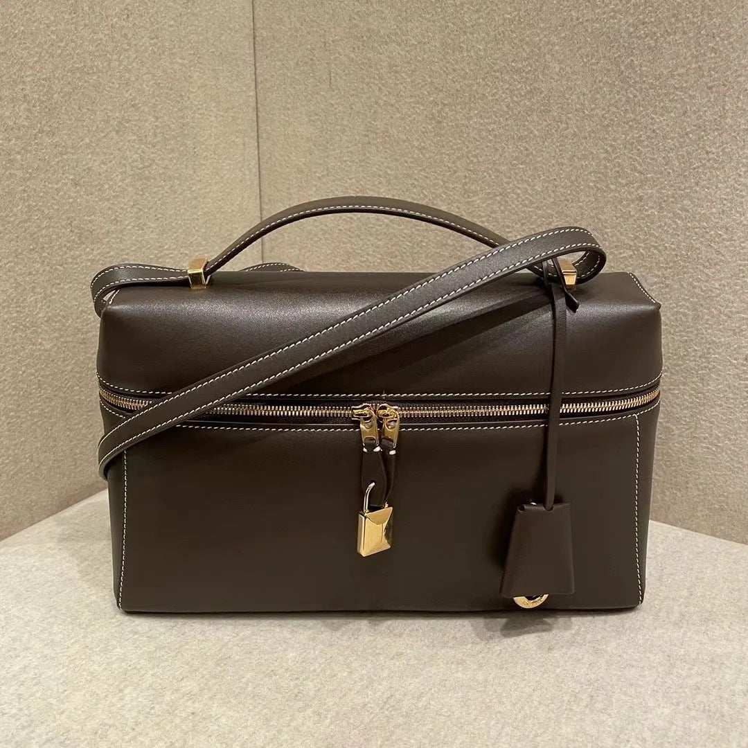 Genuine Leather Retro Cowhide Lunch Box Large Bags
