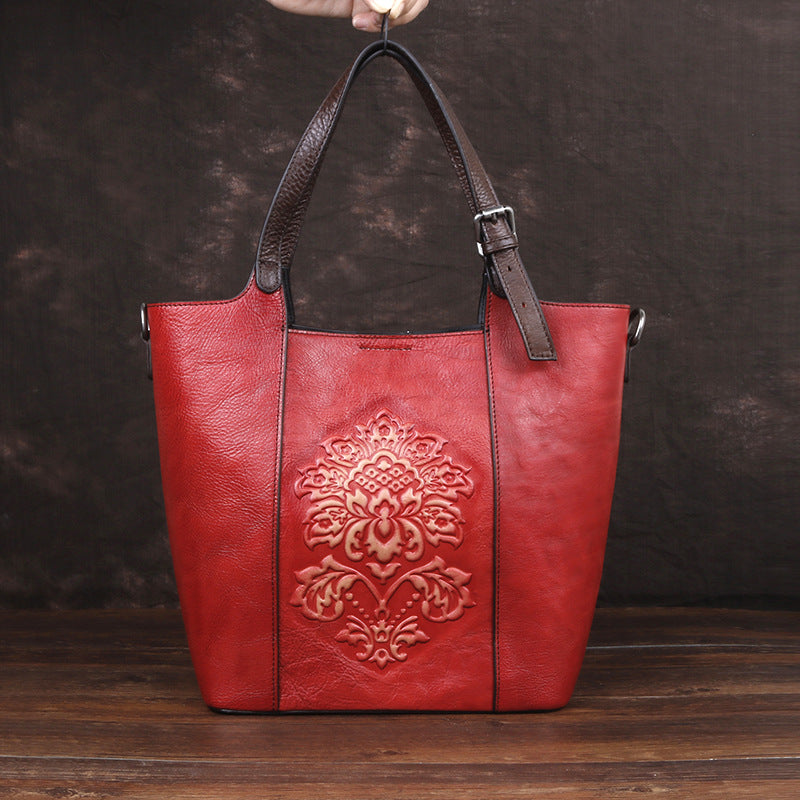 Women's Top Layer Leather Retro Chinese Style Crossbody Bags