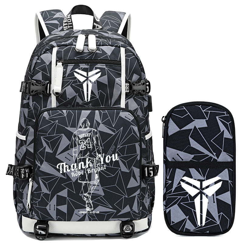 Men's Black Mamba Basketball Thermal Transfer Printing Backpacks