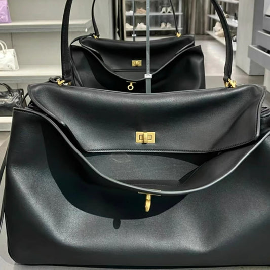 Kelly Large Capacity Smooth Leather Portable Tote Bags