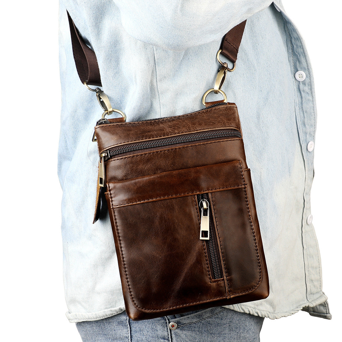 Men's Genuine Leather Business Cowhide Retro Large Men's Messenger Bags