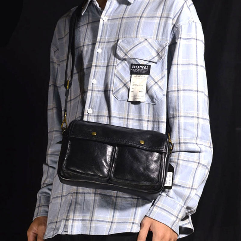 Men's Leather Personality Minority Large Capacity Zipper Bags