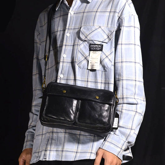 Men's Leather Personality Minority Large Capacity Zipper Bags