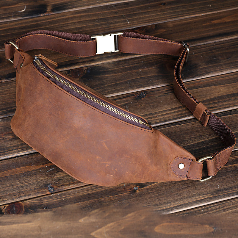 Men's Retro Crazy Horse Leather Cowhide Trendy Men's Waist Packs