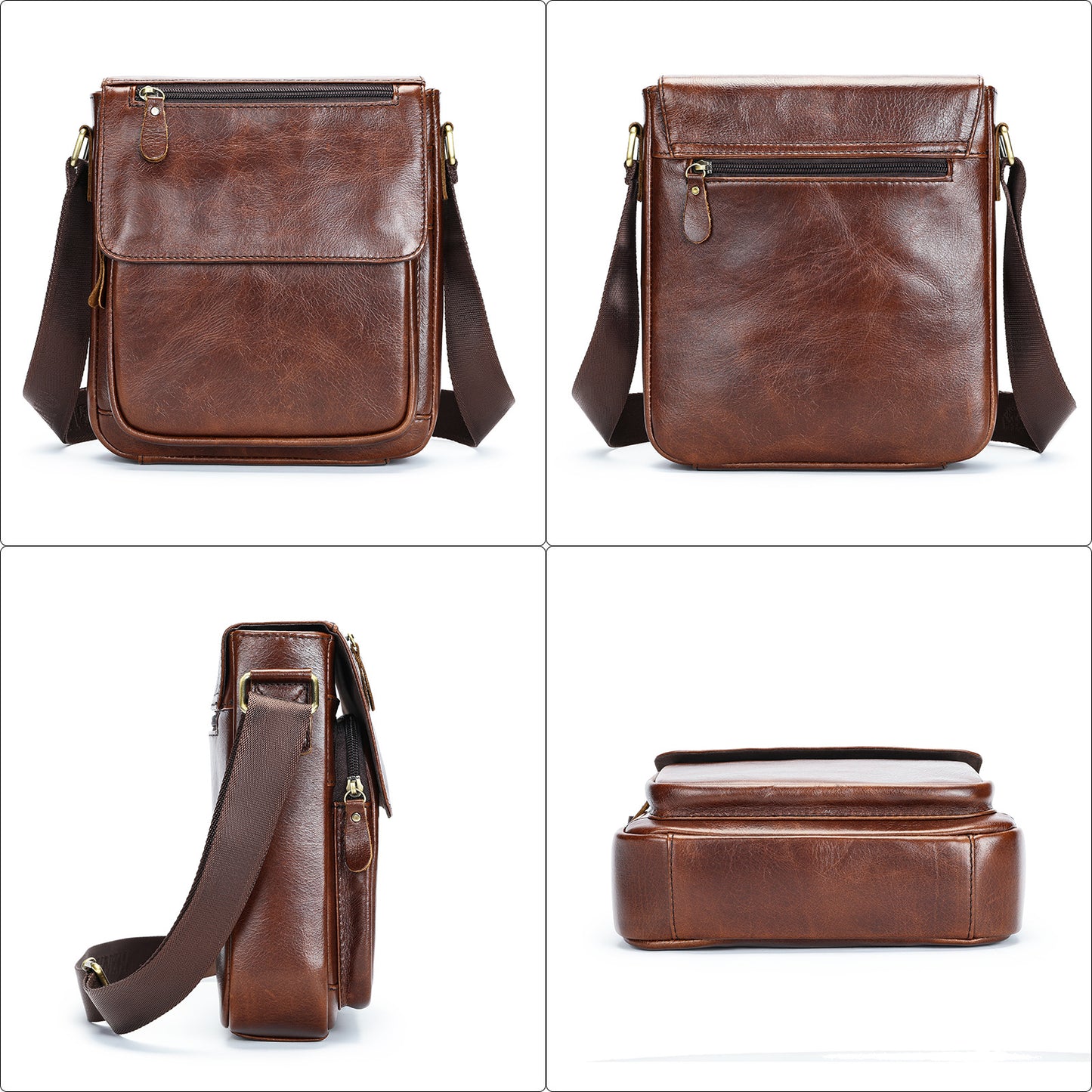 Men's Retro Cowhide Leather Business Fashion Men's Shoulder Bags