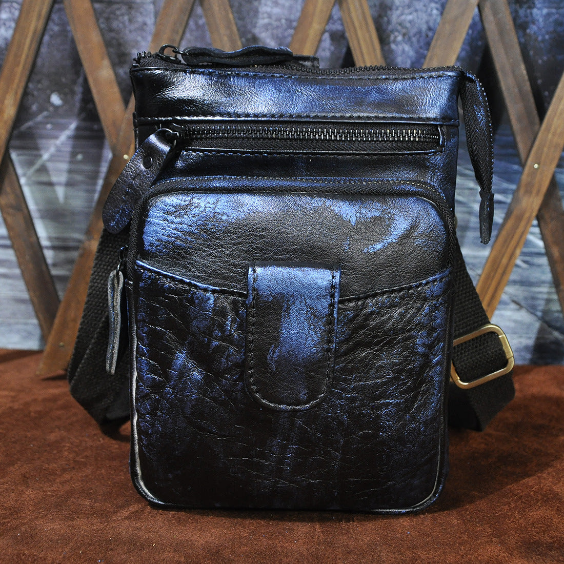Men's Top Layer Oil Wax Skin Cowhide Retro Men's Chest Bags