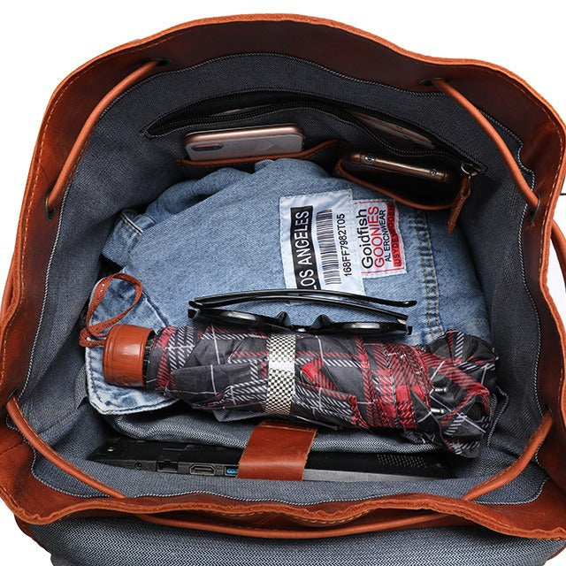 Men's First Layer Cowhide Genuine Leather Business Backpacks