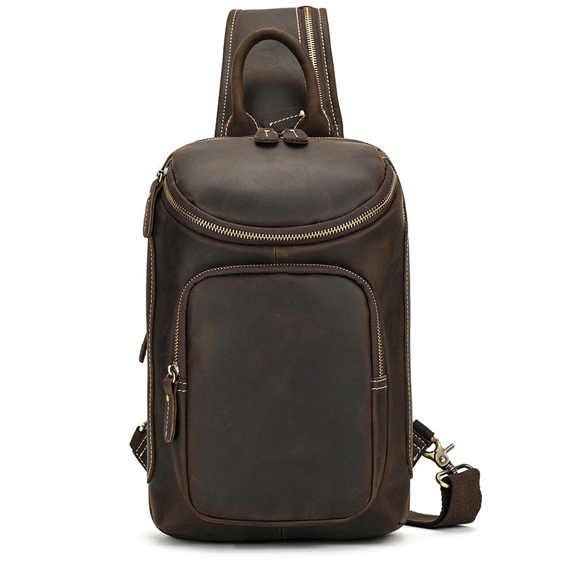 Men's Leather Retro Vegetable Tanned Top Layer Men's Chest Bags