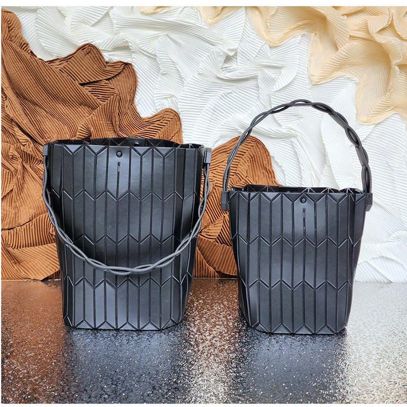 Women's Block Geometric Rhombus Dish Basket Portable Shoulder Bags