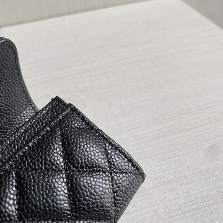 Women's Classic Style Rhombic Caviar Pattern Cattlehide Genuine Card Holder