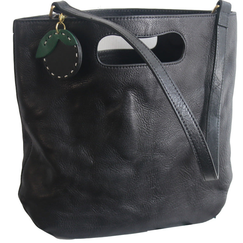 Simple Artistic Genuine Leather Commuting Elegant First Shoulder Bags