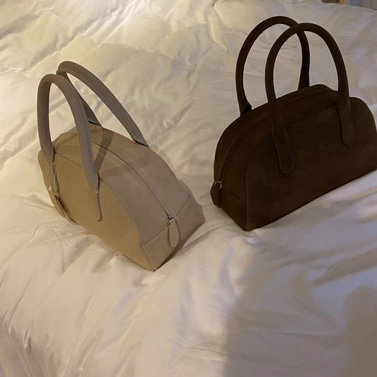 Women's Niche Suede Boston Frosted Cowhide Large Shoulder Bags