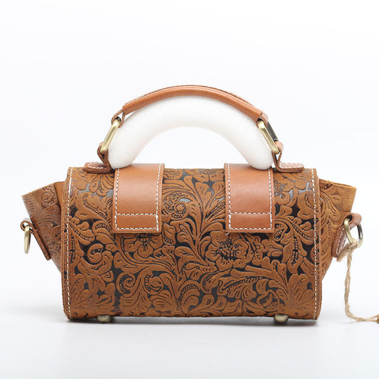 Women's Genuine Leather Fashionable Embossed Top Layer Handbags