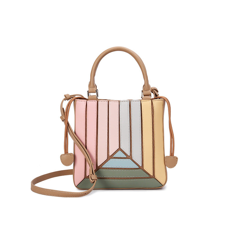 Women's Trendy Fashionable Color Contrast Patchwork Pleated Crossbody Bags
