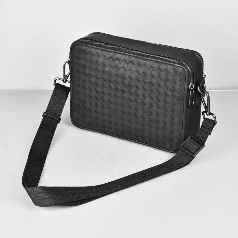 Men's Leather For First Layer Cowhide Hand-woven Shoulder Bags