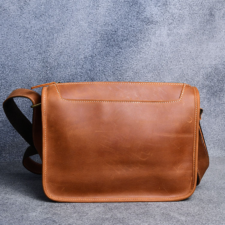 Men's Crazy Horse Leather Handmade Genuine Cattle Men's Shoulder Bags