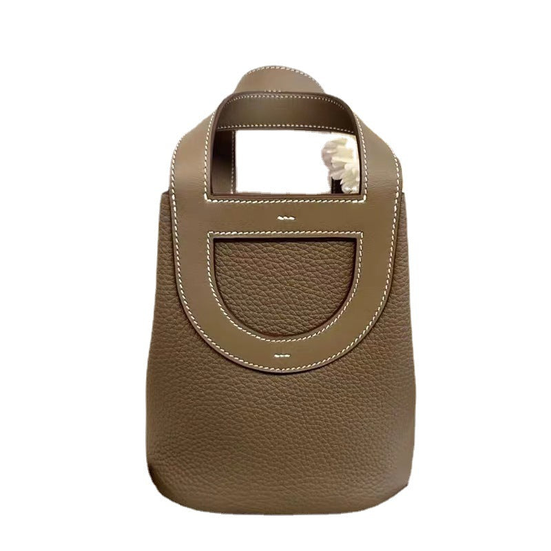 Women's First Layer Cowhide Large Capacity Vegetable Bucket Bags