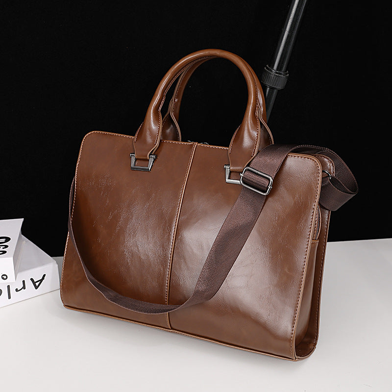 Men's Crazy Horse Leather Retro Commuter Large Capacity Men's Briefcases