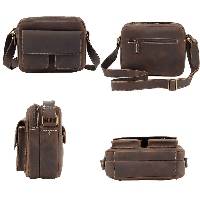 Men's First Layer Cowhide Leather Back Difference Men's Messenger Bags