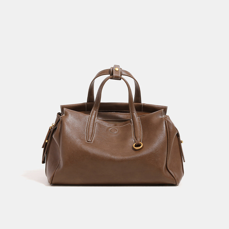 Women's Leather Feel Large Capacity Retro Commuter Tote Bags