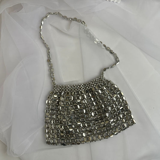 Women's Woven Sier Gold Flat Beads Beaded Armpit Bags