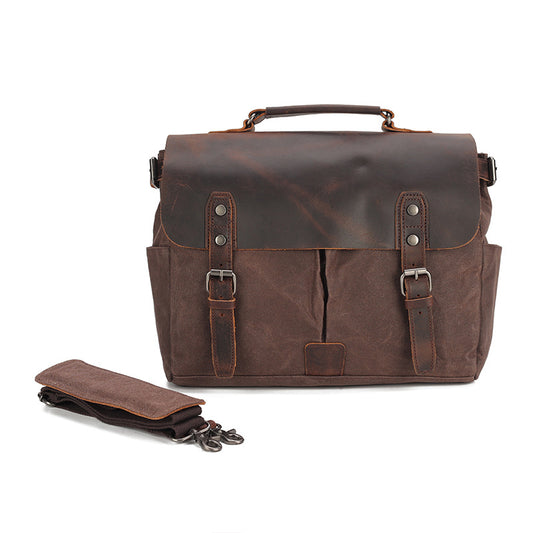Men's Vintage Oil Wax Canvas With Crazy Men's Shoulder Bags
