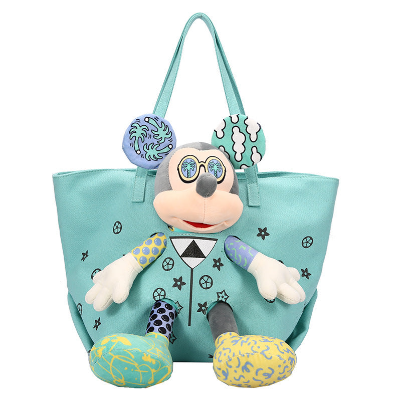 Women's Doll Large Capacity Fashion Canvas Contrast Color Middle School Students' Schoolbags