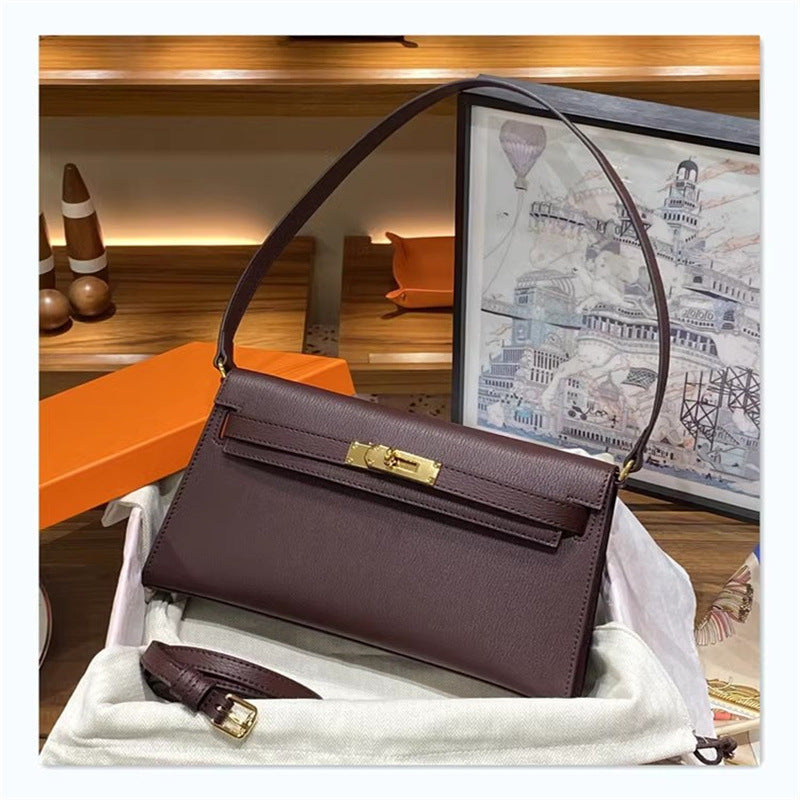Women's Genuine Leather Clutch Elegant French High-grade Shoulder Bags