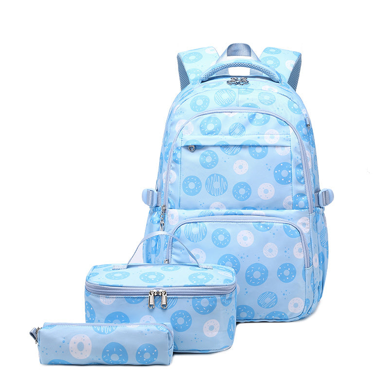 Cute Three-piece Printed Burden Reduction Large Elementary School Students' Schoolbags