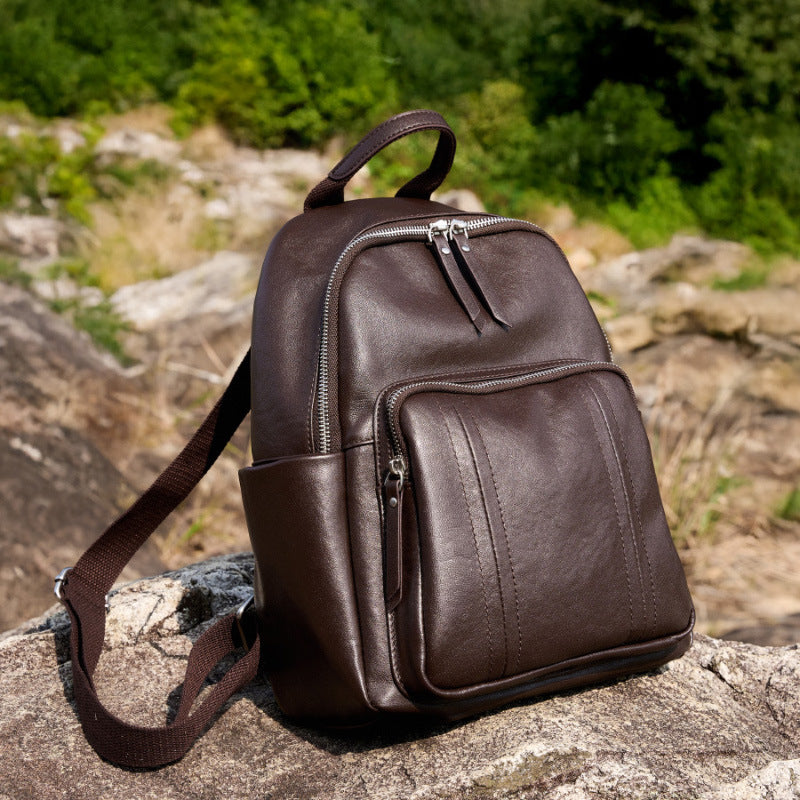 Women's Layer Vegetable Tanning Leather Fashion Large Backpacks