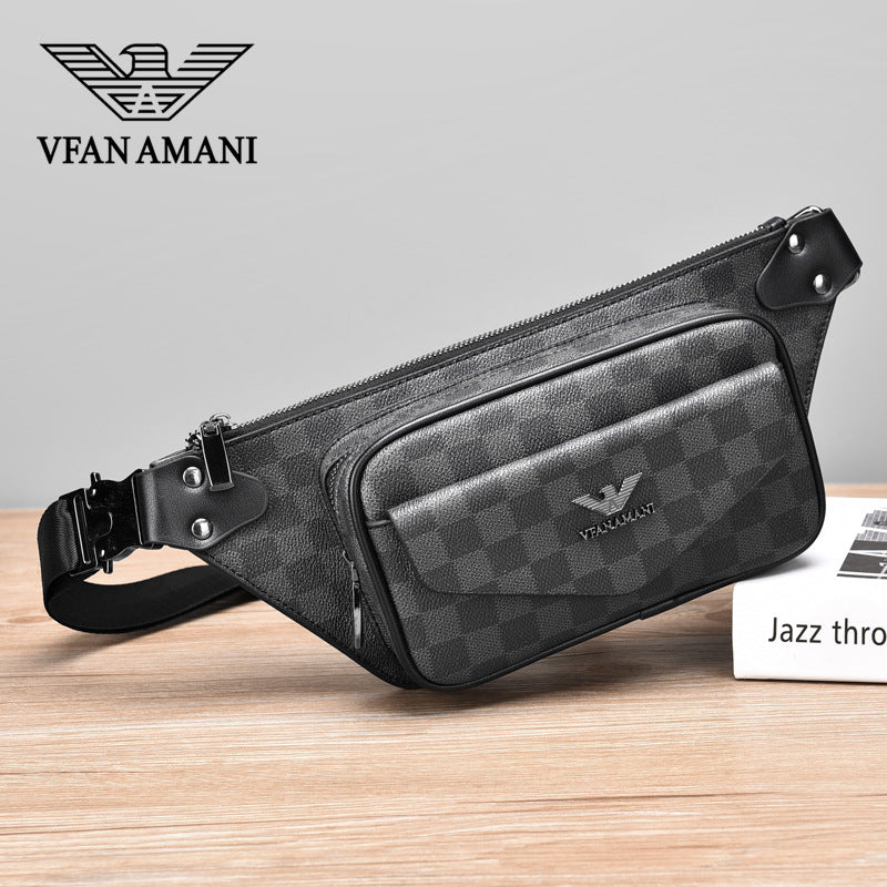 Men's Luxury Authentic Leather Tactile Feel Fashion Men's Chest Bags