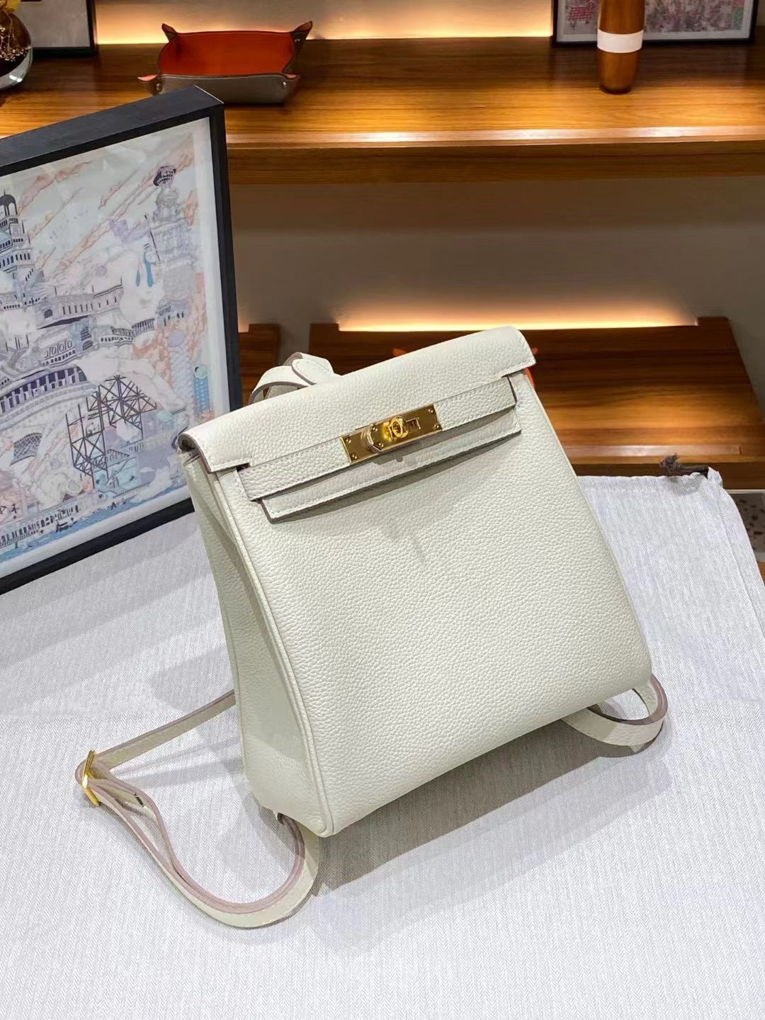 Women's Ebony Color Kelly Leisure Cowhide Backpacks