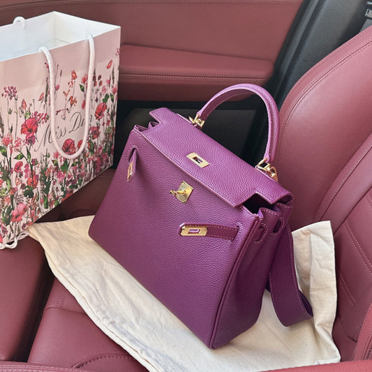 Women's Top Layer Cow Leather Wide Strap Shoulder Bags