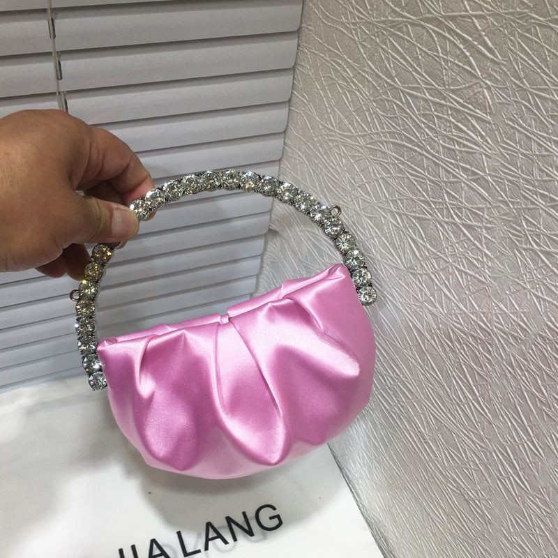 Round Diamond Pleated Dinner Niche Cloud Crossbody Bags