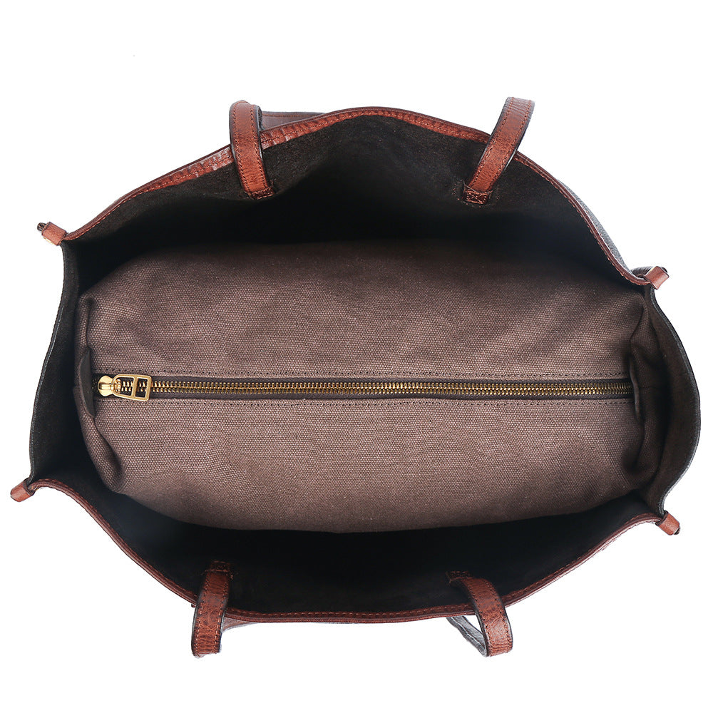 Women's Genuine Leather Large Capacity Retro Underarm Tote Bags
