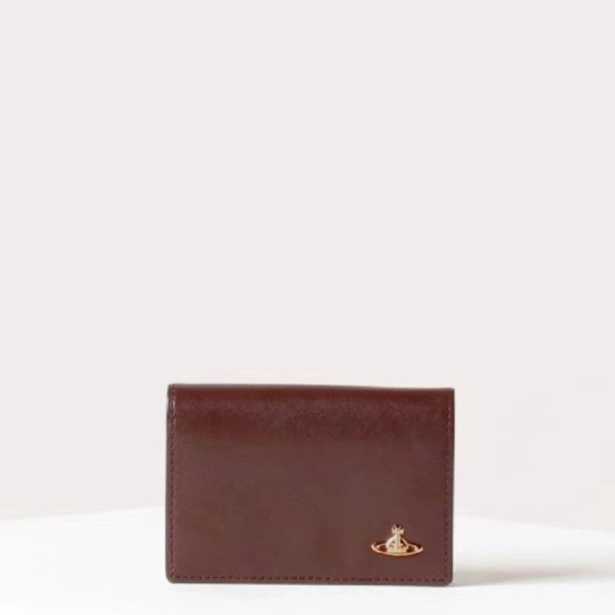 British Niche Saturn Solid Color Clutch Card Holder