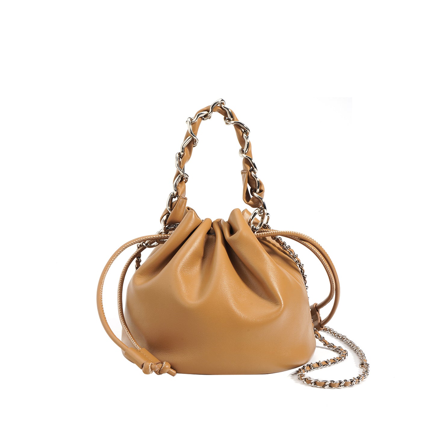 Women's Textured Leather Drawstring Cross Body High-grade Versatile Crossbody Bags