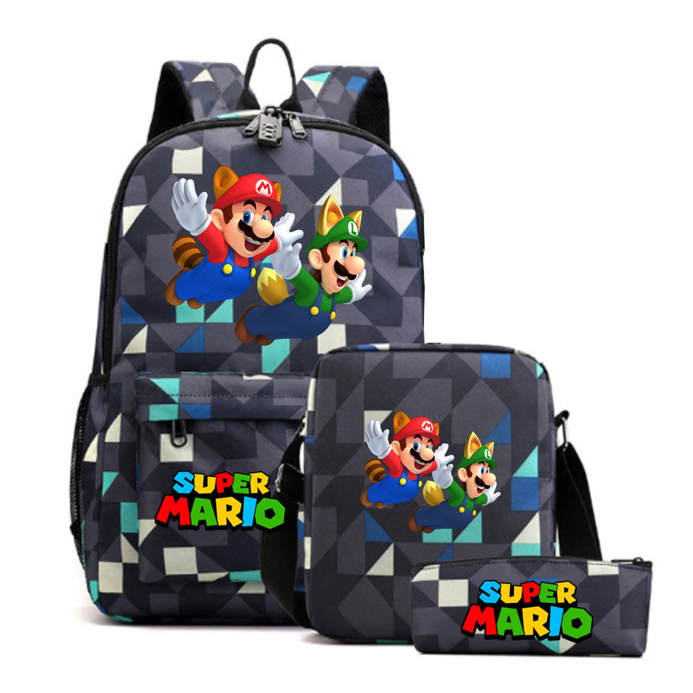 Game Mario Super Mary Three-piece Cartoon Middle School Students' Schoolbags