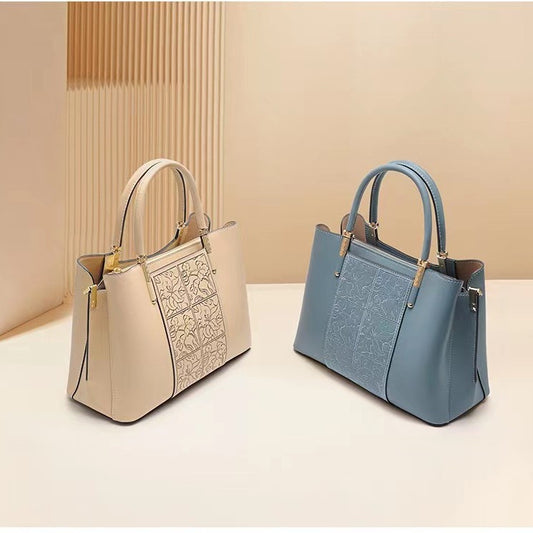 Women's Genuine Leather Embroidered Chinese Style Mother's Shoulder Bags
