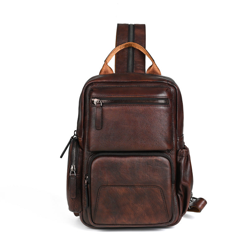 Men's Retro Trendy Head Layer Vegetable Tanned Backpacks