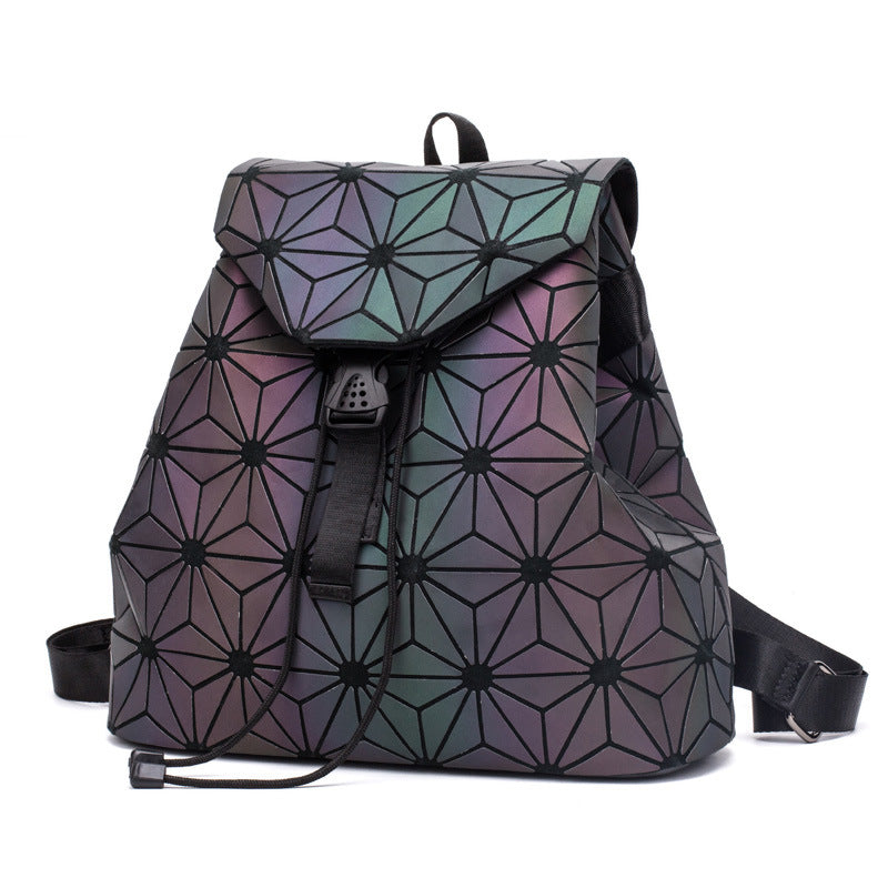 Women's Luminous Colorful Geometric Fashion Folding Rhombus Backpacks