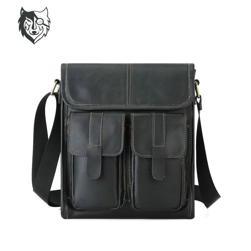 Men's Wax Skin Leisure First Layer Cow Men's Shoulder Bags