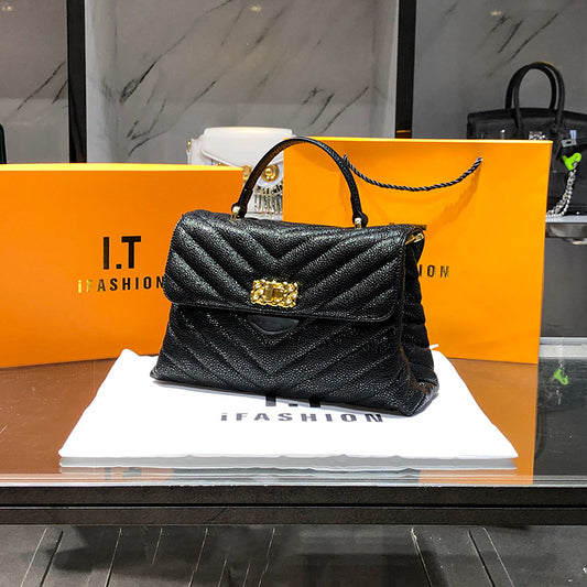 Trendy High-grade Caviar Rhombus Chain Versatile Crossbody Bags