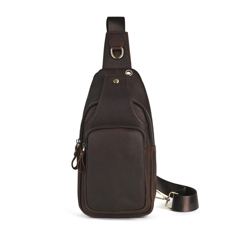 Men's Genuine Leather Retro Crazy Horse Top Men's Chest Bags