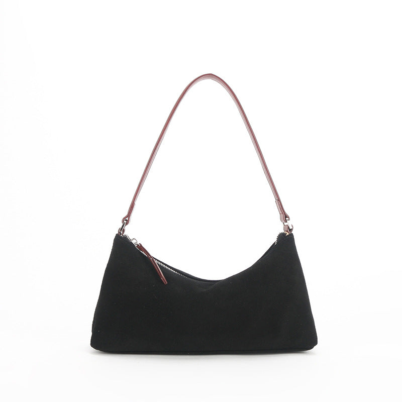Women's Niche Suede Underarm Baguette Retro Matte Armpit Bags