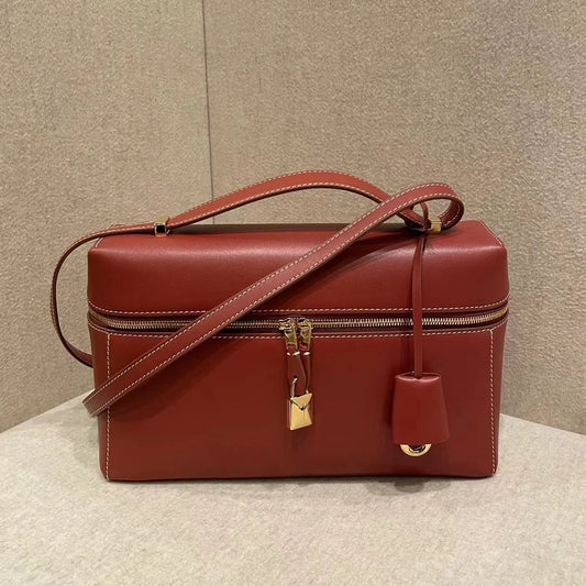 Genuine Leather Retro Cowhide Lunch Box Large Bags