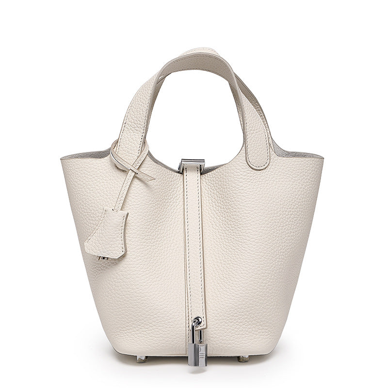 Women's High Quality Genuine Leather Vegetable Basket First Layer Cowhide Bucket Bags