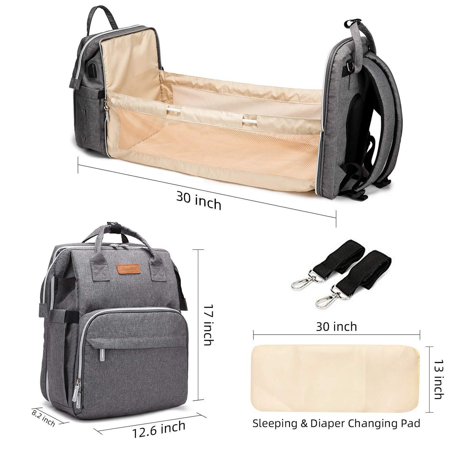 Folding Mummy Bedspread Multifunctional Foldable Diaper Waterproof Backpacks